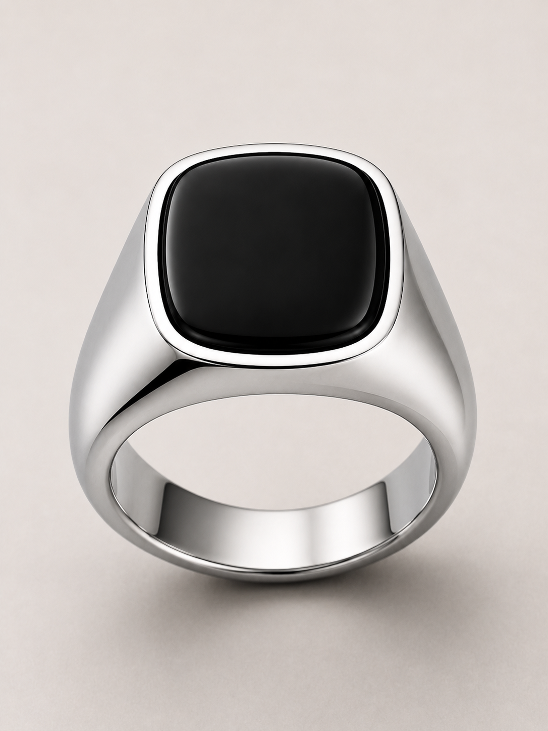 Cushion Onyx Ring - Sterling Silver