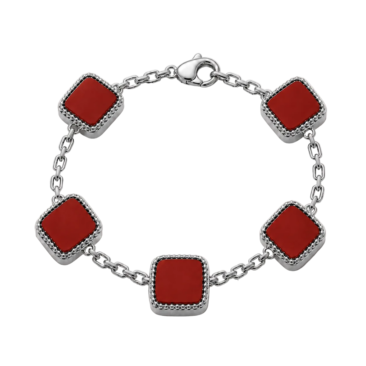 Carnelian Stone Motif Bracelet (Sterling Silver)