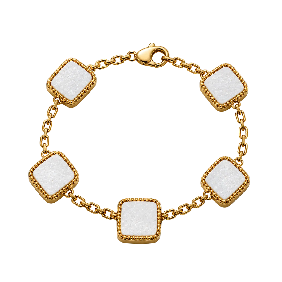 Pearl Stone Motif Bracelet (Gold)