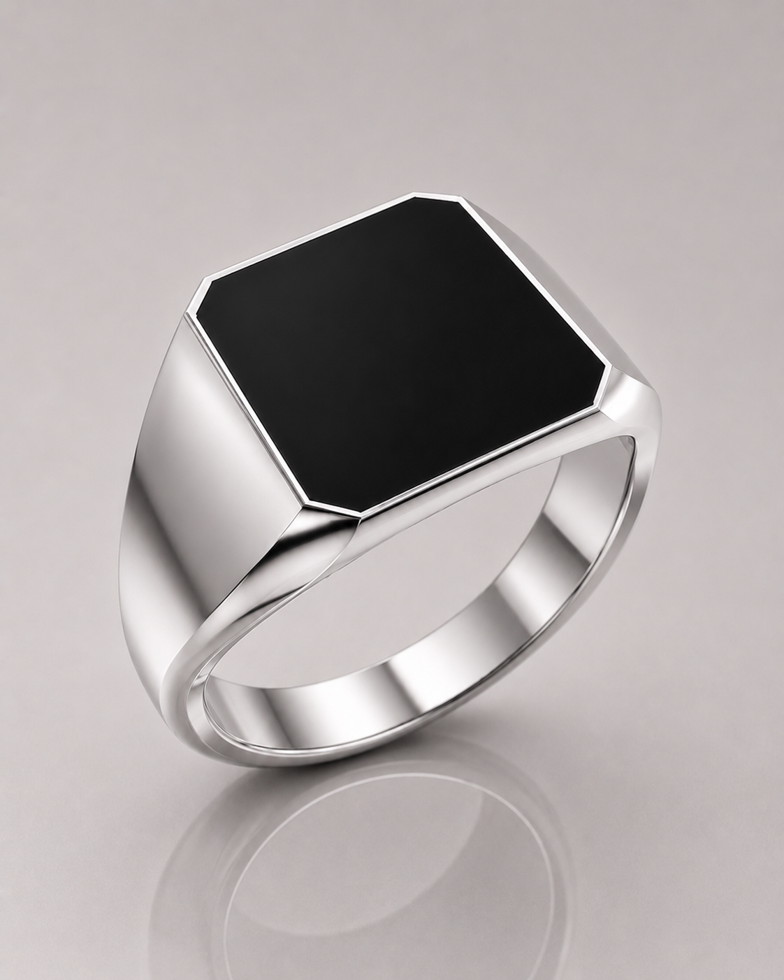 Asscher Signet with Onyx (Sterling Silver)