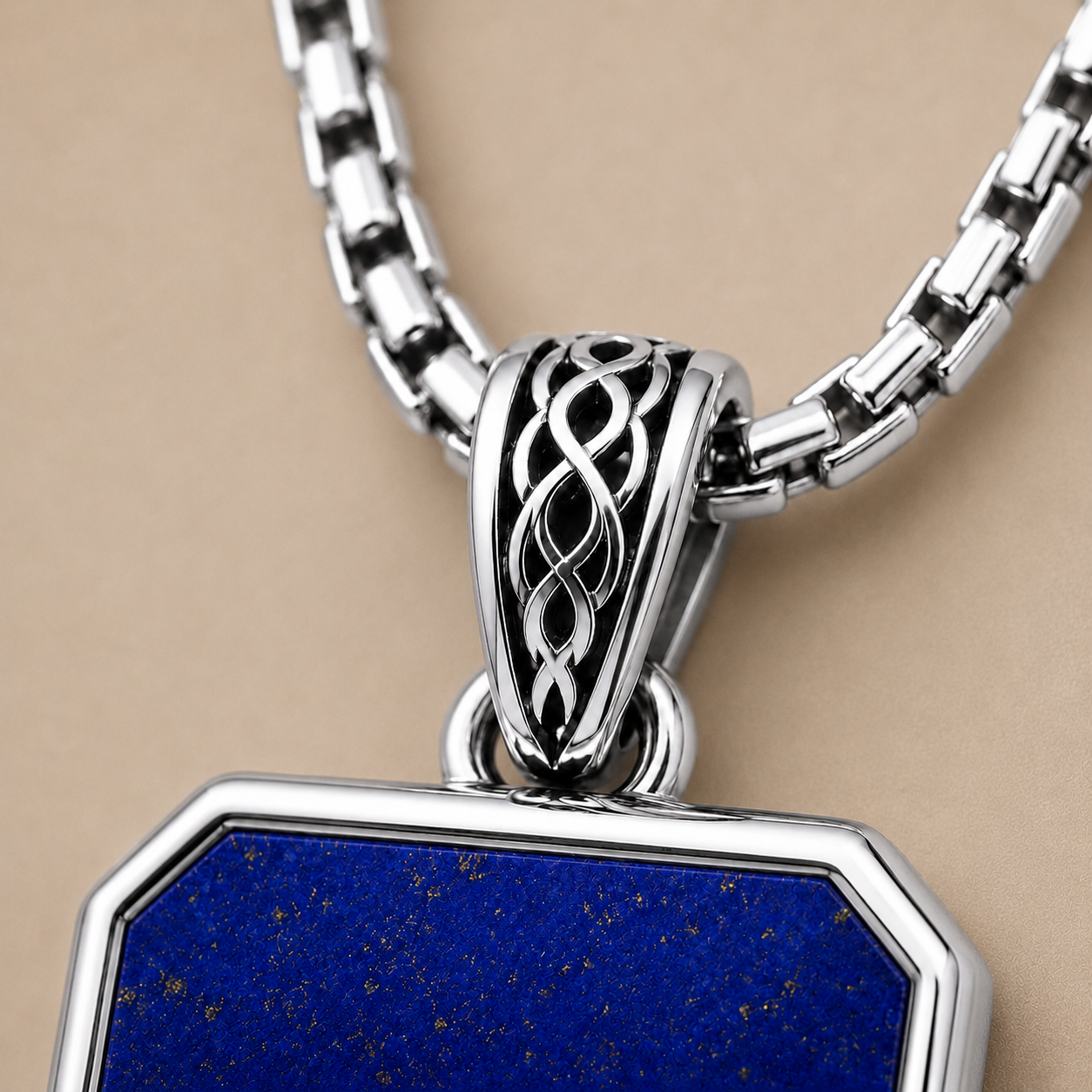 Lapis Lazuli Pendant - Square (Sterling Silver)