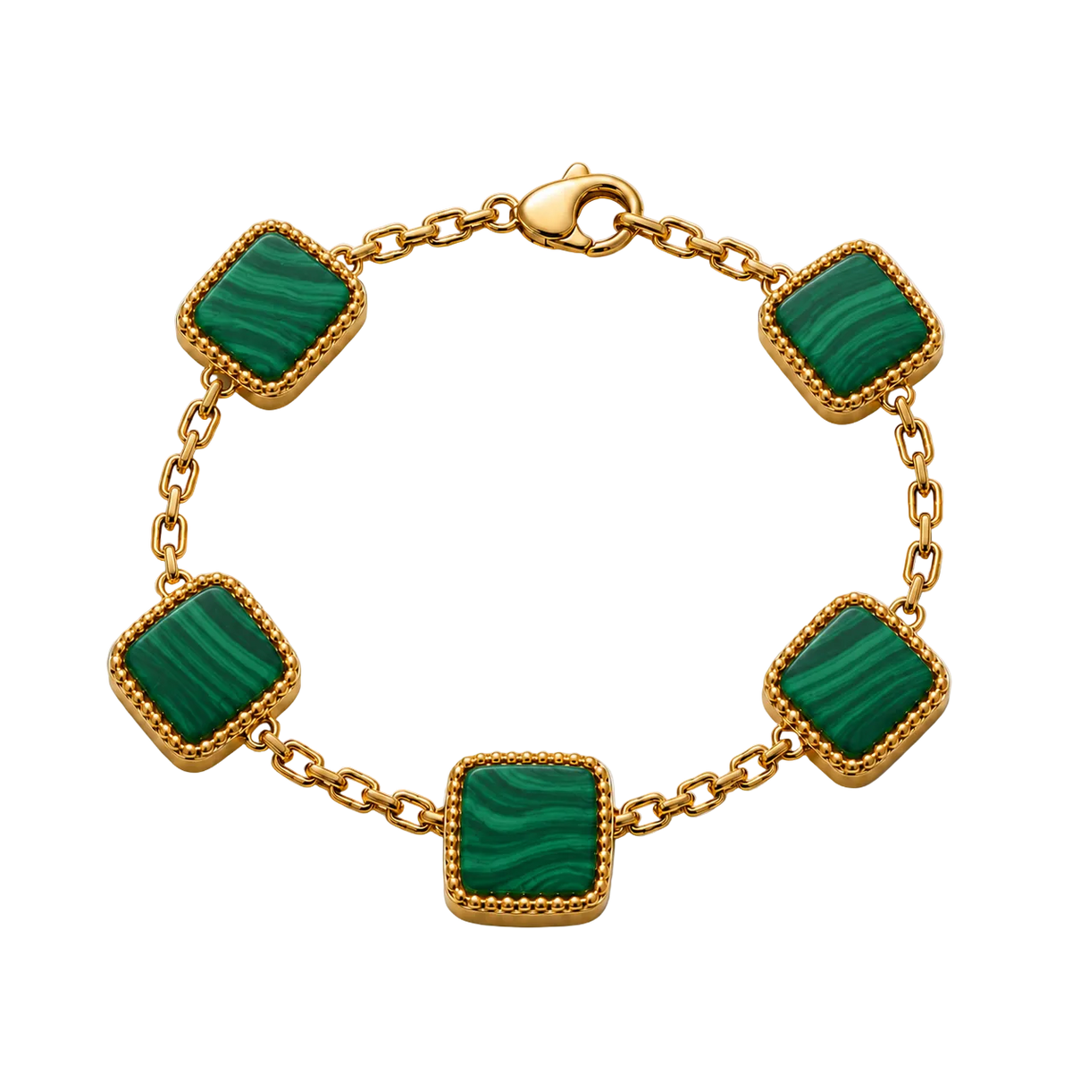 Malachite Stone Motif Bracelet (Gold)