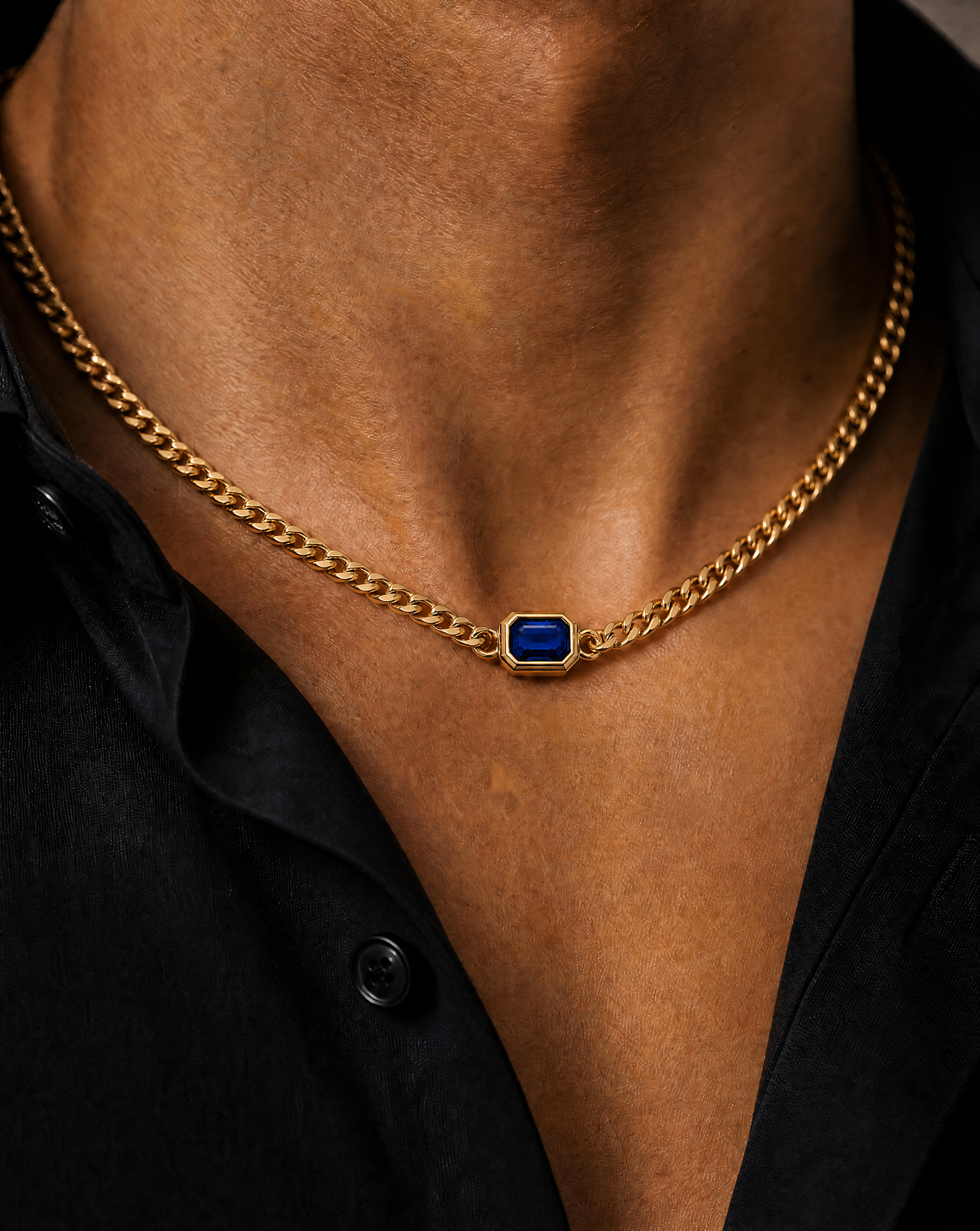 Gemstone Cuban Necklace (Gold)
