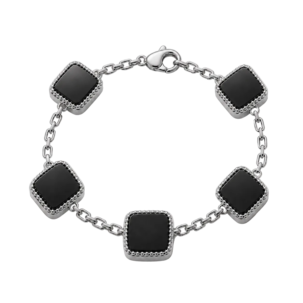 Onyx Stone Motif Bracelet (Sterling Silver)