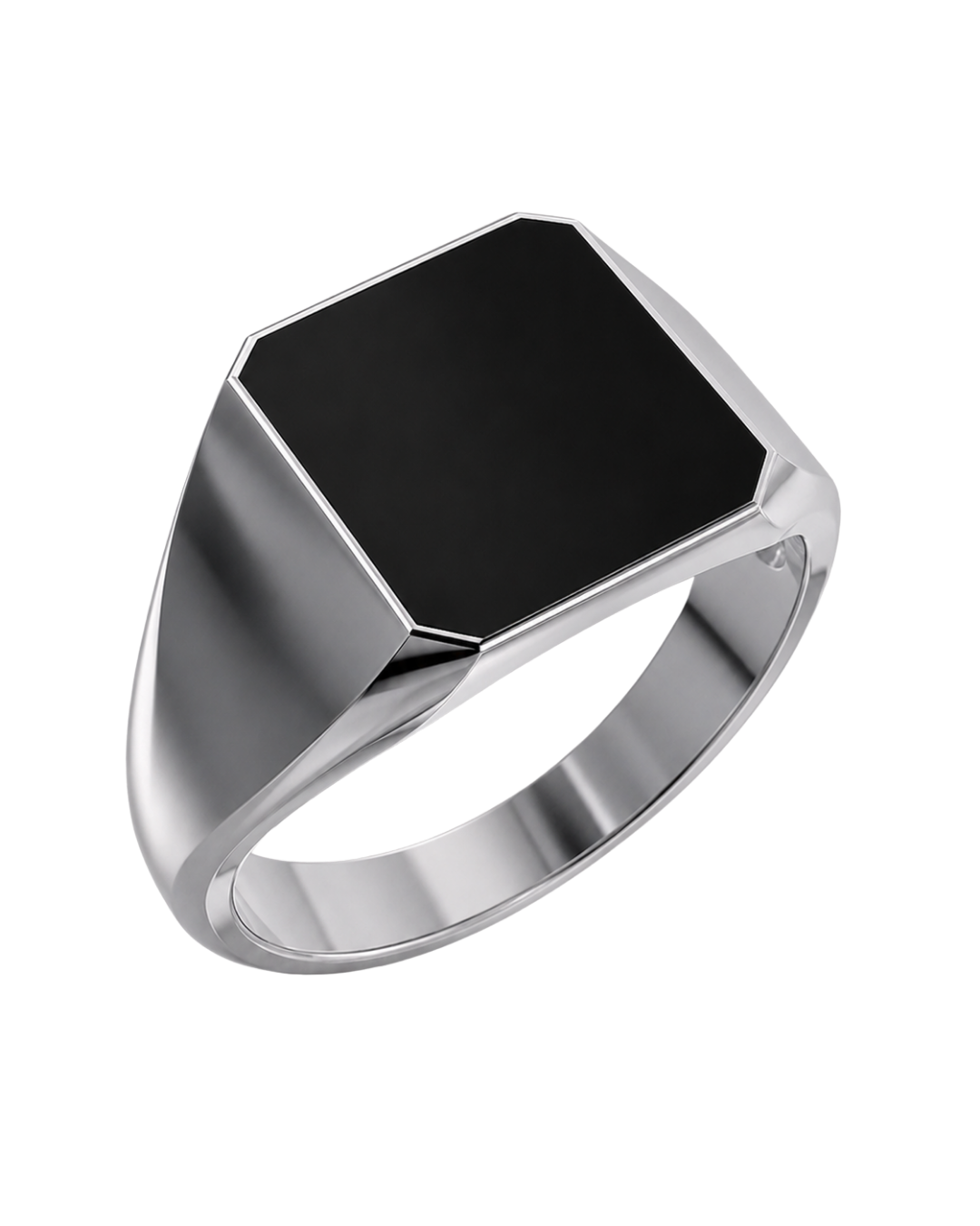 Asscher Signet with Onyx (Sterling Silver)