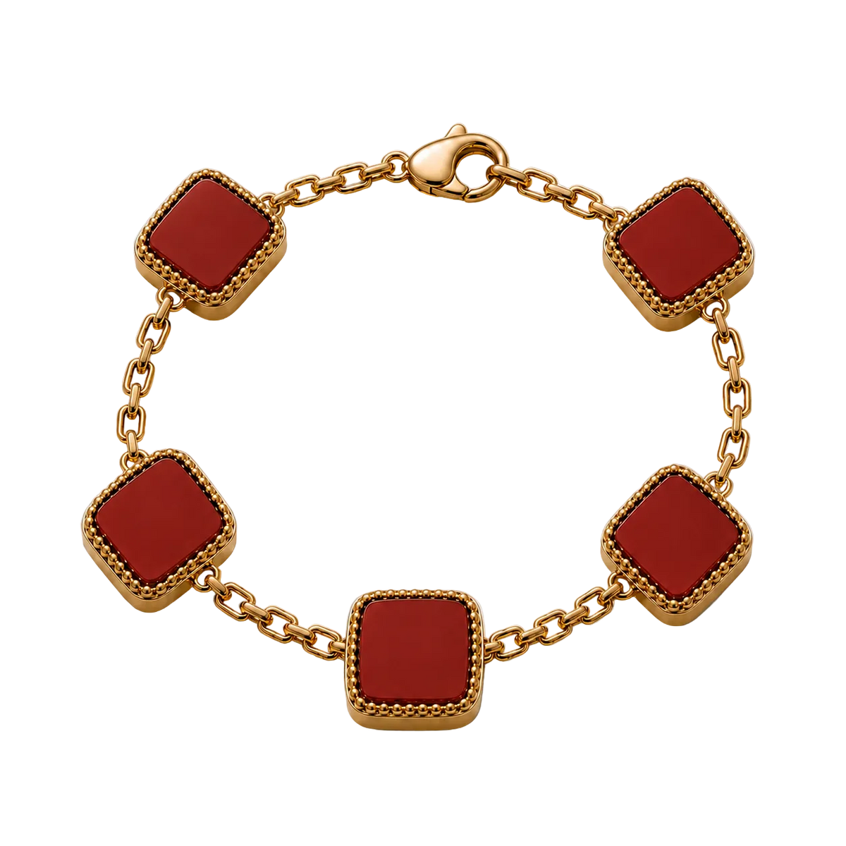 Carnelian Stone Motif Bracelet (9k Gold)