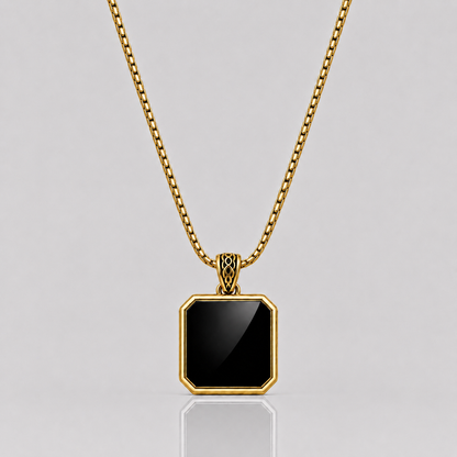 Square Onyx Pendant (9k Gold)