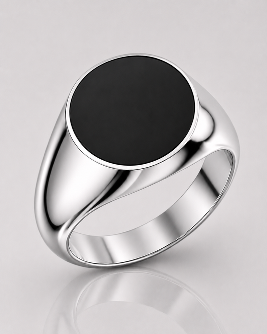 Round Signet with Onyx (Sterling Silver)
