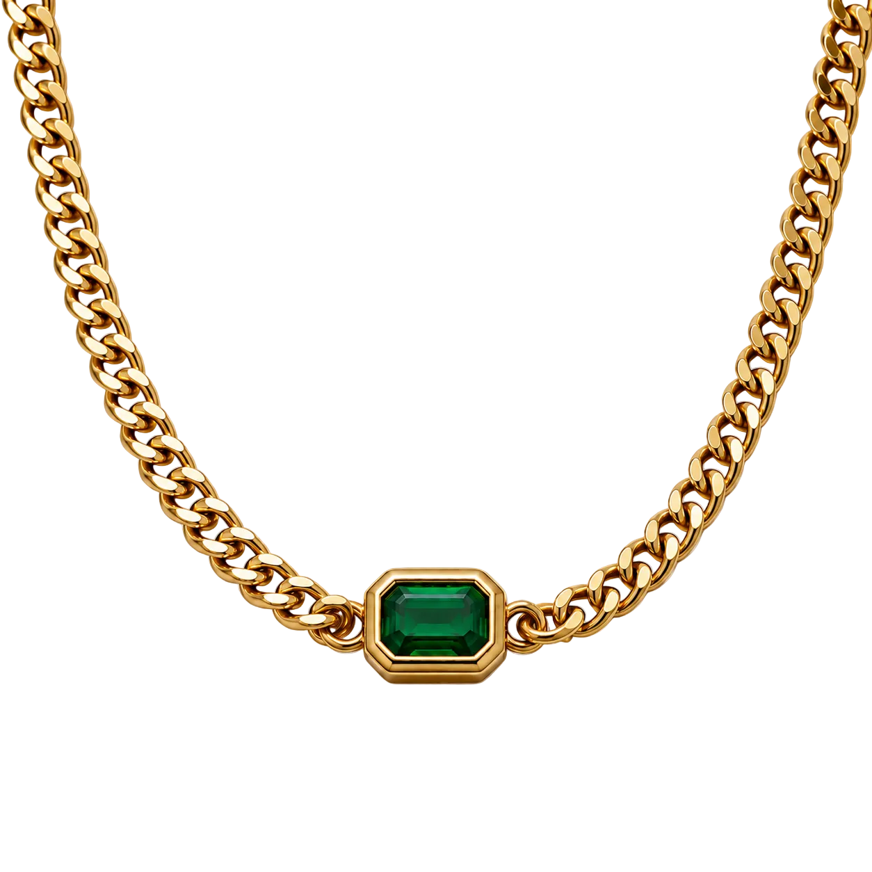 Gemstone Cuban Necklace (9K Gold)