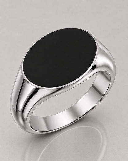 Landscape Oval Signet with Onyx (Sterling Silver)