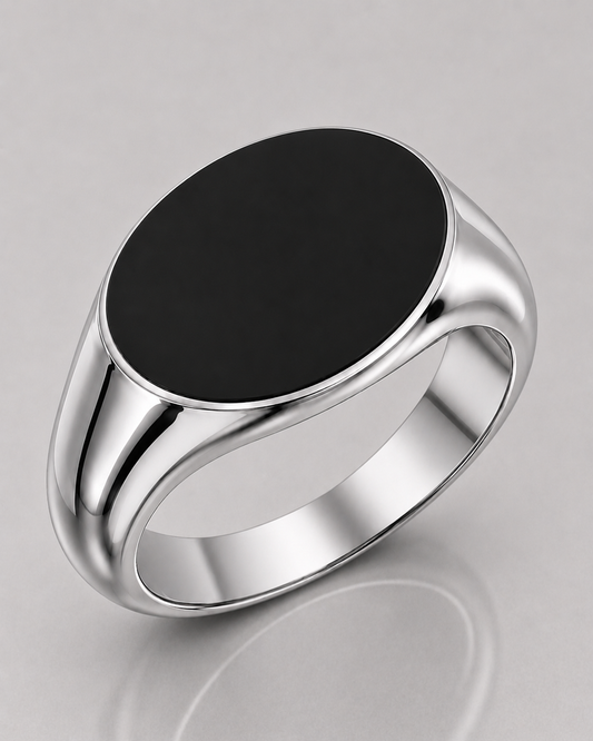Landscape Oval Signet with Onyx (Sterling Silver)