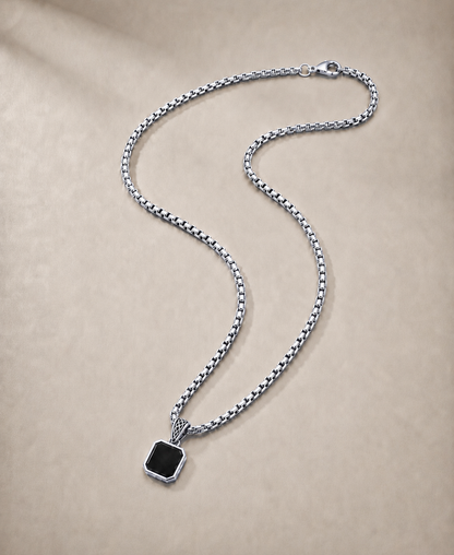Onyx Pendant - Square (Sterling Silver)