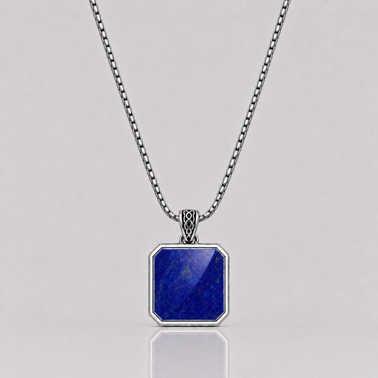 Lapis Lazuli Pendant - Square (Sterling Silver)