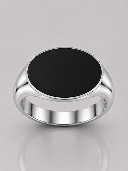 Landscape Oval Signet with Onyx (Sterling Silver)