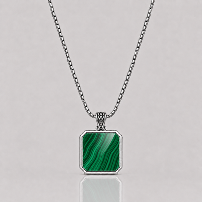 Malachite Pendant - Square (Sterling Silver)