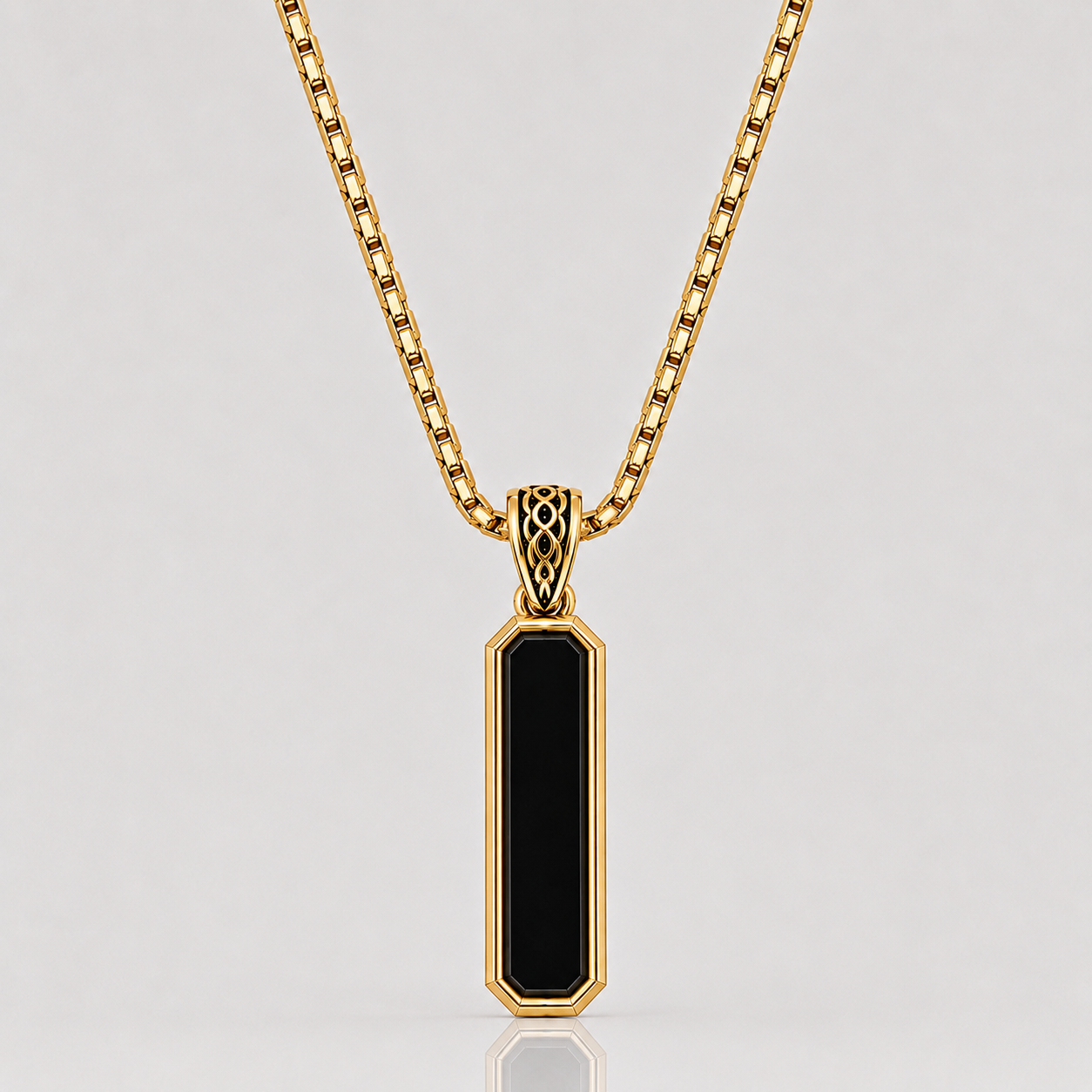 Onyx Bar Pendant (Solid 9k Gold)