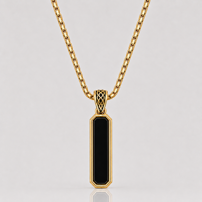 Onyx Bar Pendant (Solid 9k Gold)