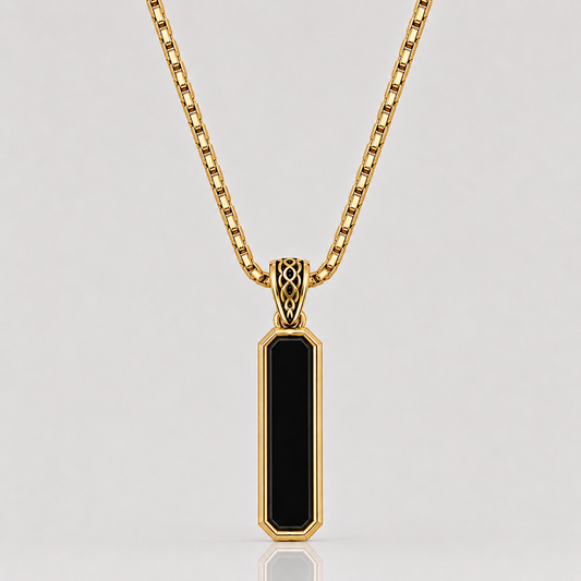 Onyx Bar Pendant (Gold)