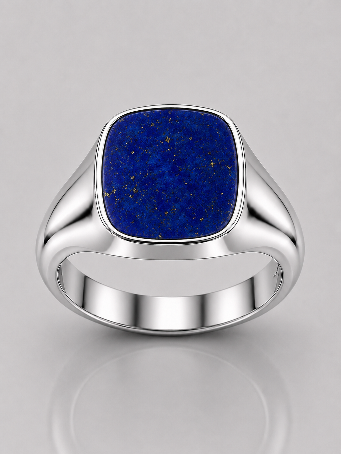 Cushion Signet Ring with Lapis Lazuli (Sterling Silver)