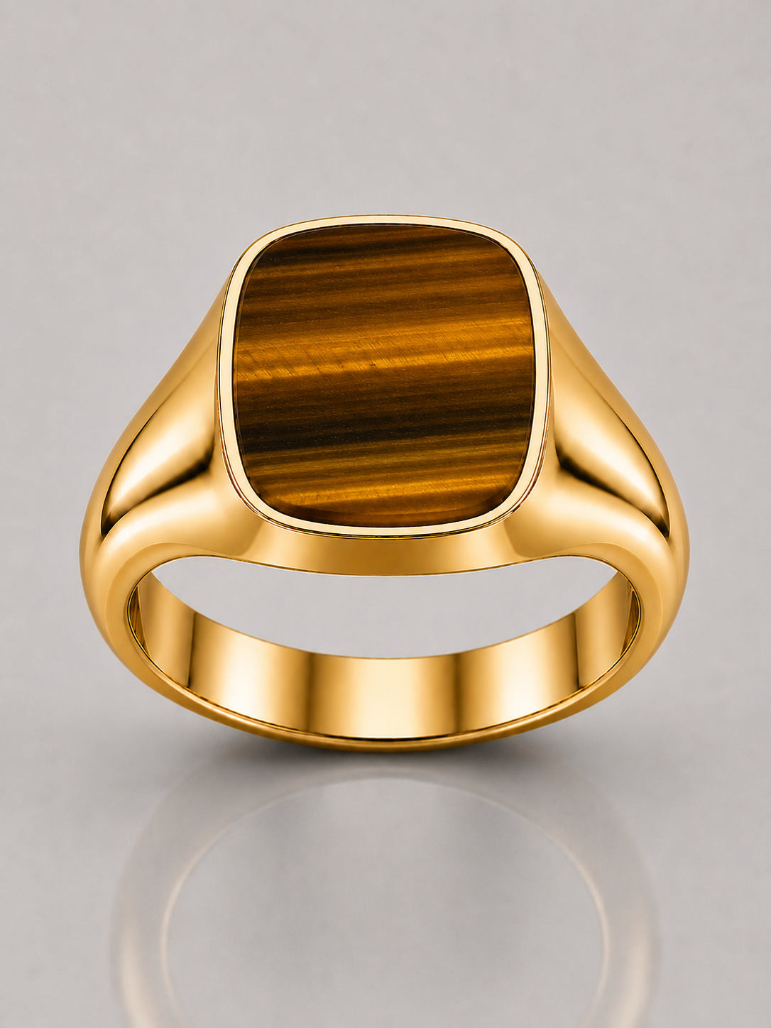 Cushion Signet Ring with Tiger's Eye (Gold)