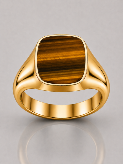Cushion Signet Ring with Tiger's Eye (Gold)