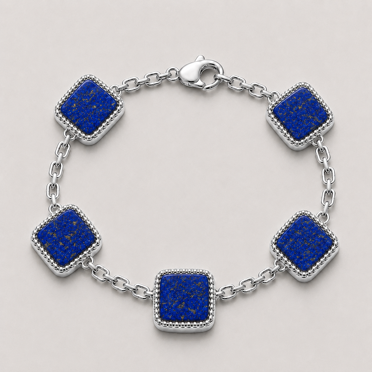 Lapis Lazuli Stone Motif Bracelet (Sterling Silver)