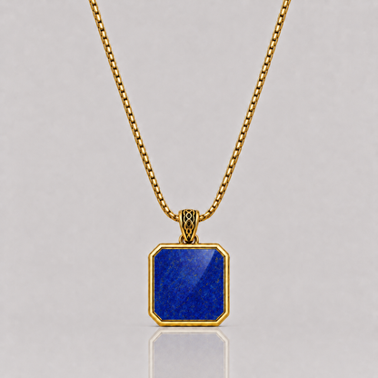 Lapis Lazuli Pendant - Square (9k Gold)