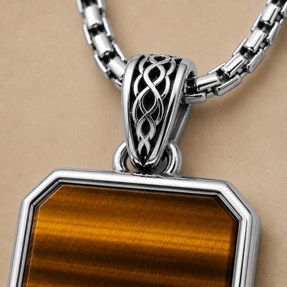 Tiger's Eye Pendant - Square (Sterling Silver)