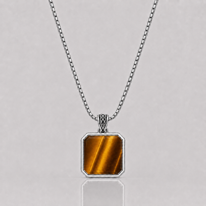Tiger's Eye Pendant - Square (Sterling Silver)