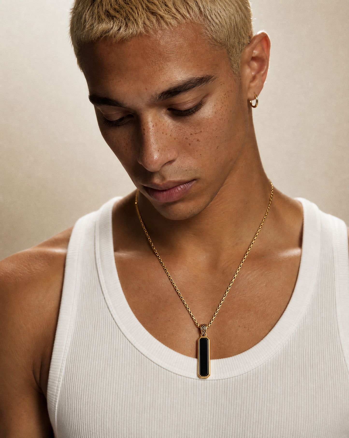 Onyx Bar Pendant (Solid 9k Gold)