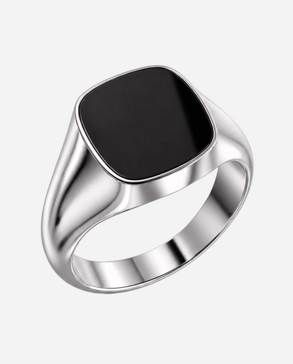 Cushion Signet Ring with Onyx