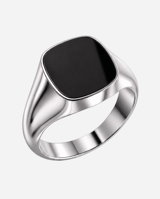 Cushion Signet Ring with Onyx