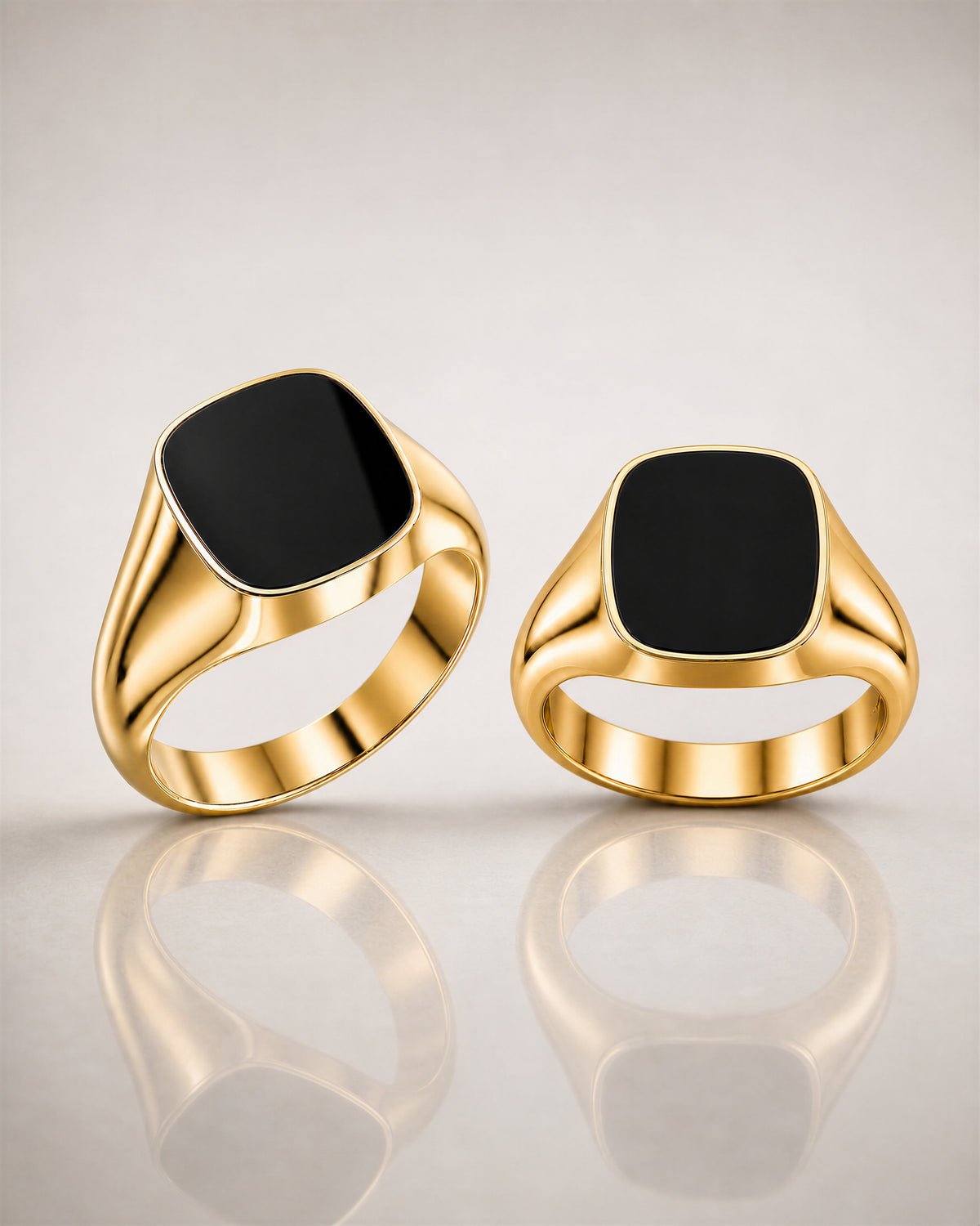 Cushion Signet Ring with Onyx