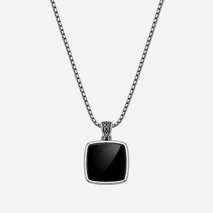 Cushion Onyx Pendant (Sterling Silver)