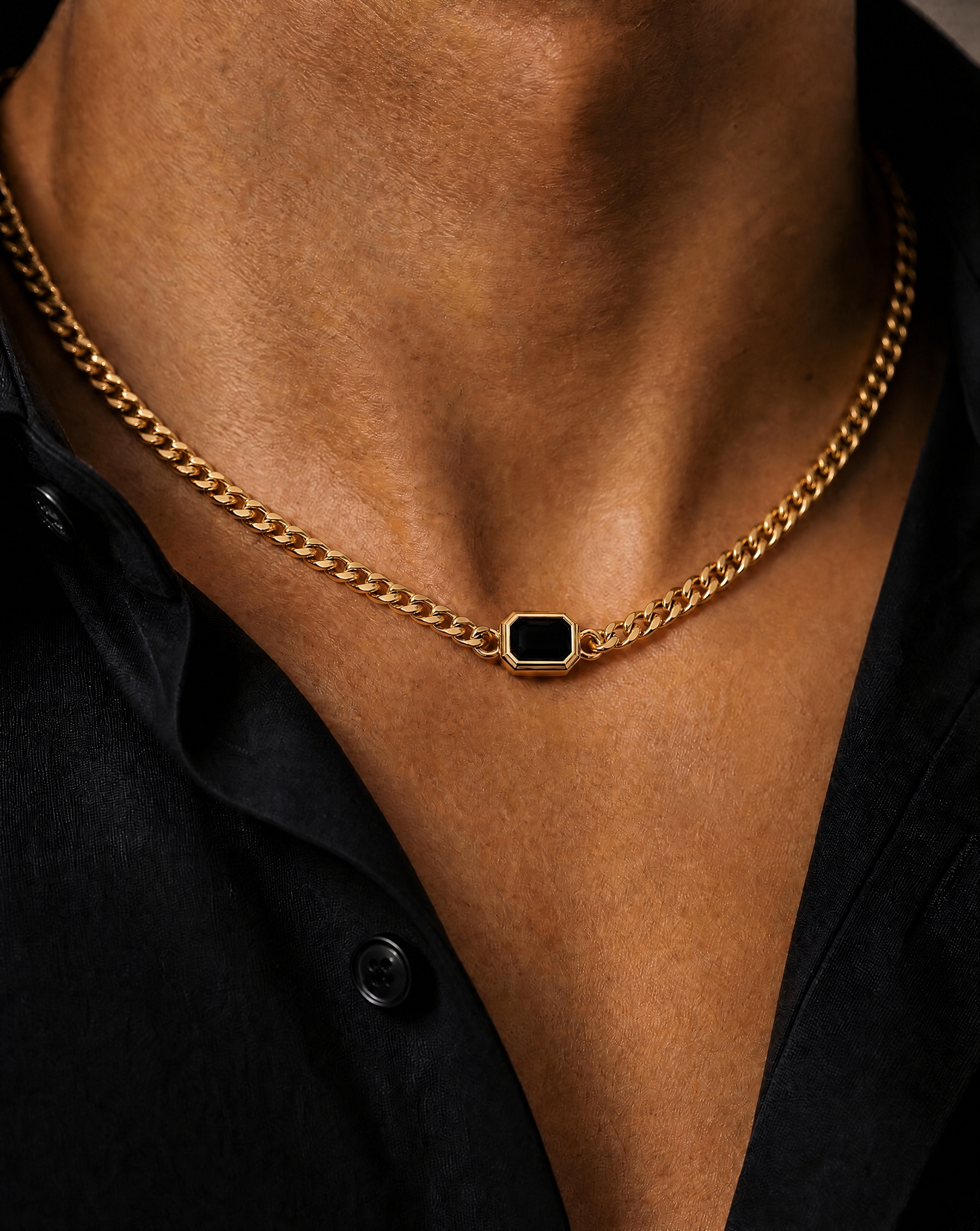 Gemstone Cuban Necklace (Gold)