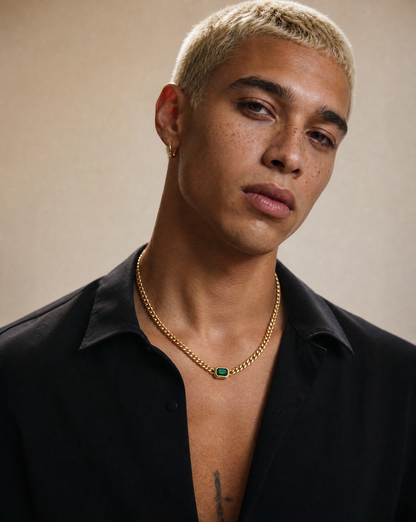 Gemstone Cuban Necklace (Gold)