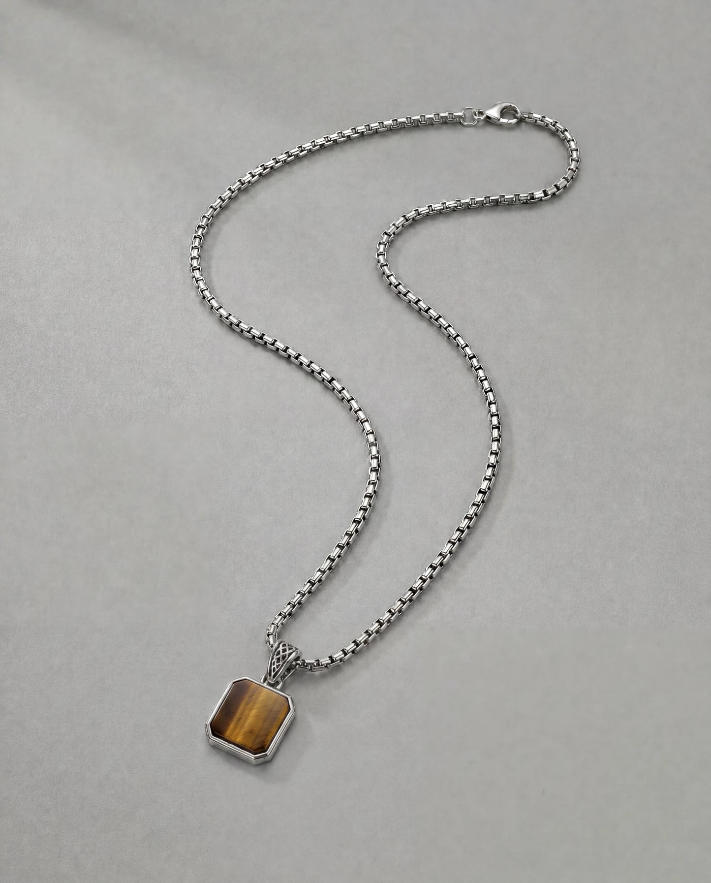 Tiger's Eye Pendant - Square (Sterling Silver)