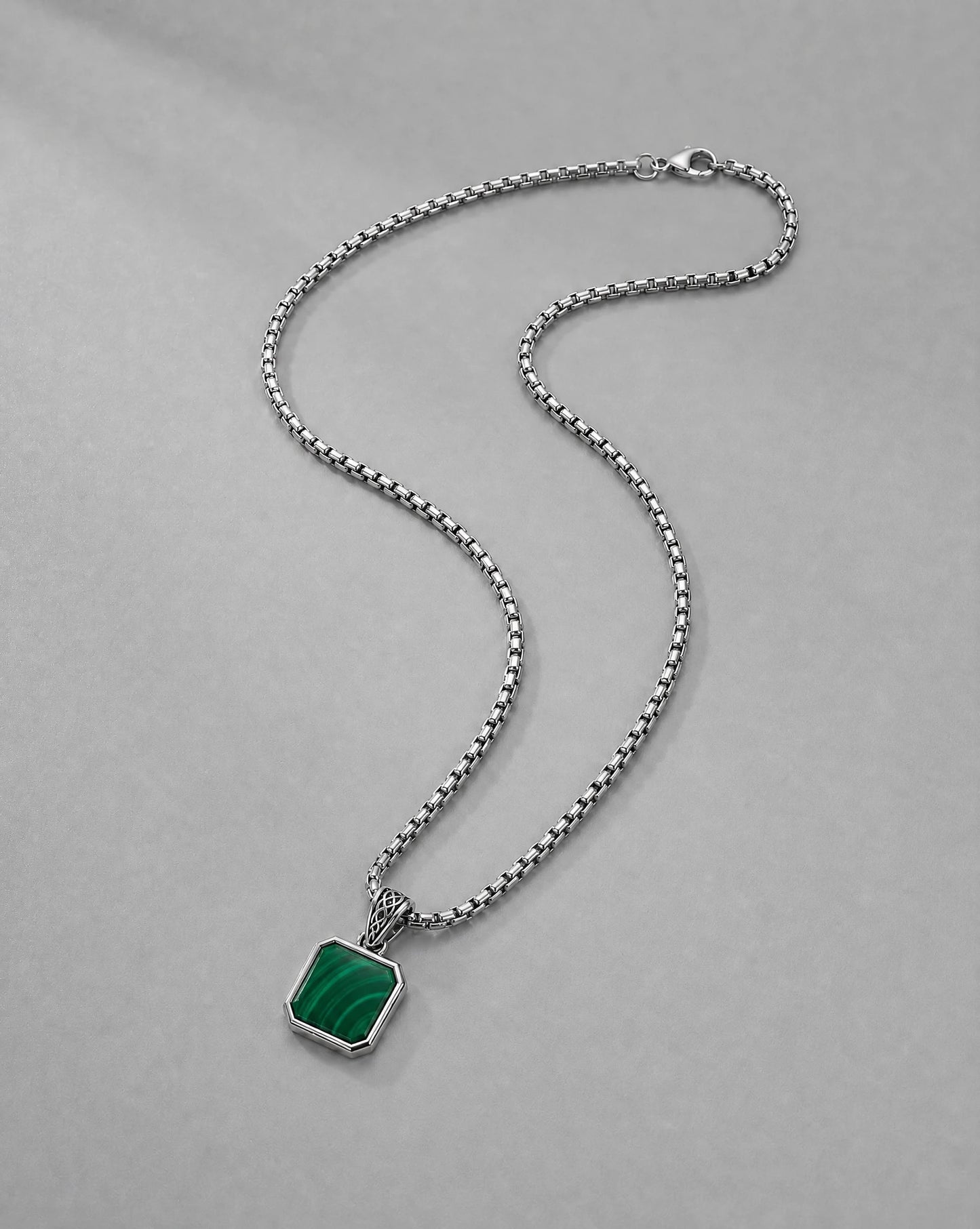 Malachite Pendant - Square (Sterling Silver)