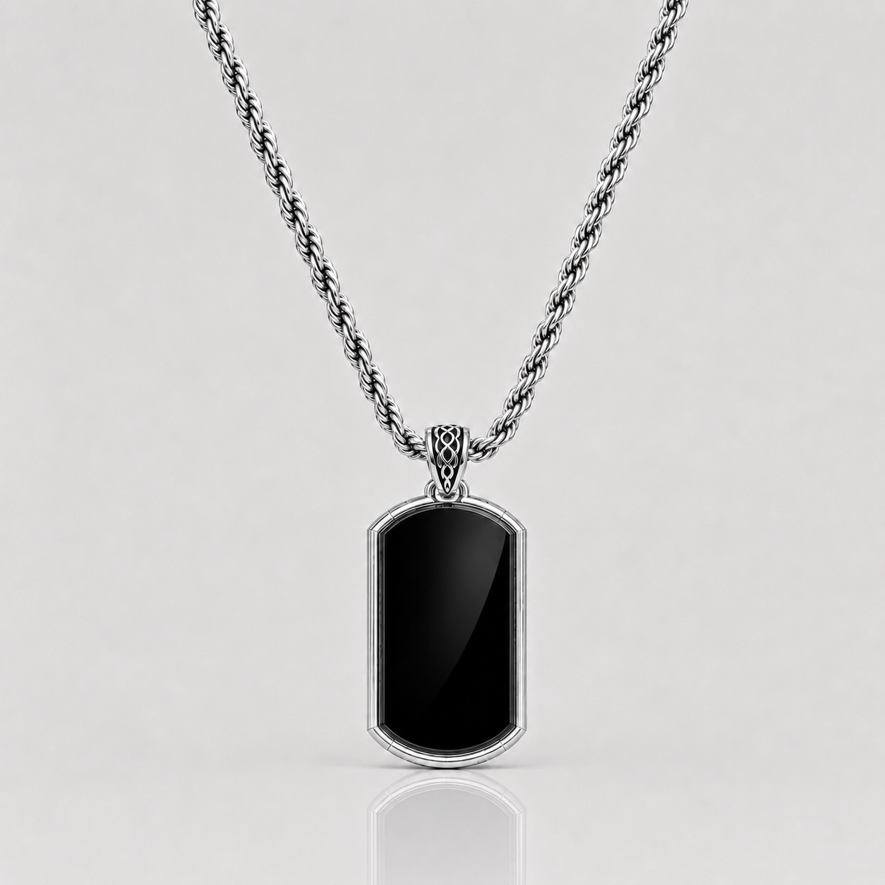 Onyx Tag Pendant (Sterling Silver)
