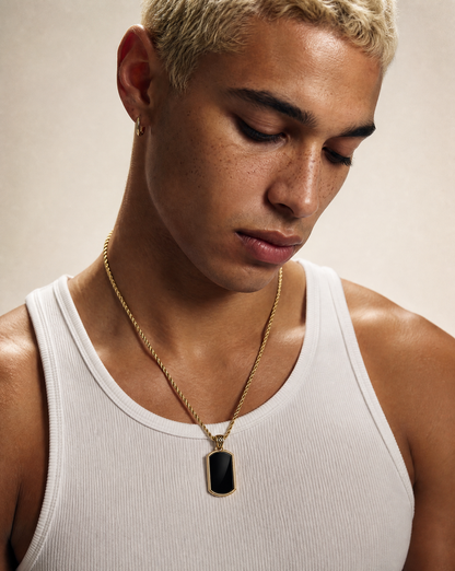 Onyx Tag Pendant (9k Gold)