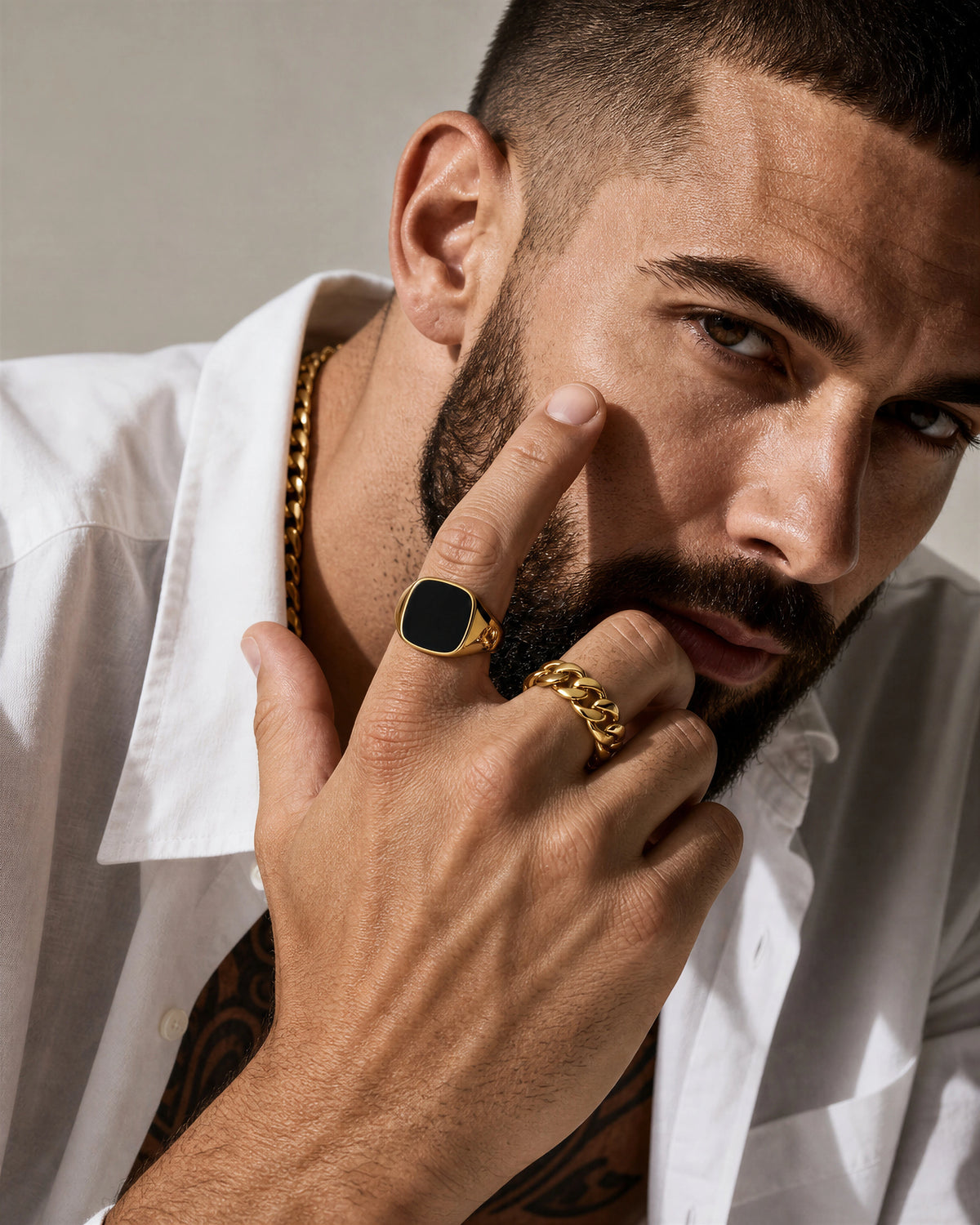 Cushion Signet Ring with Onyx