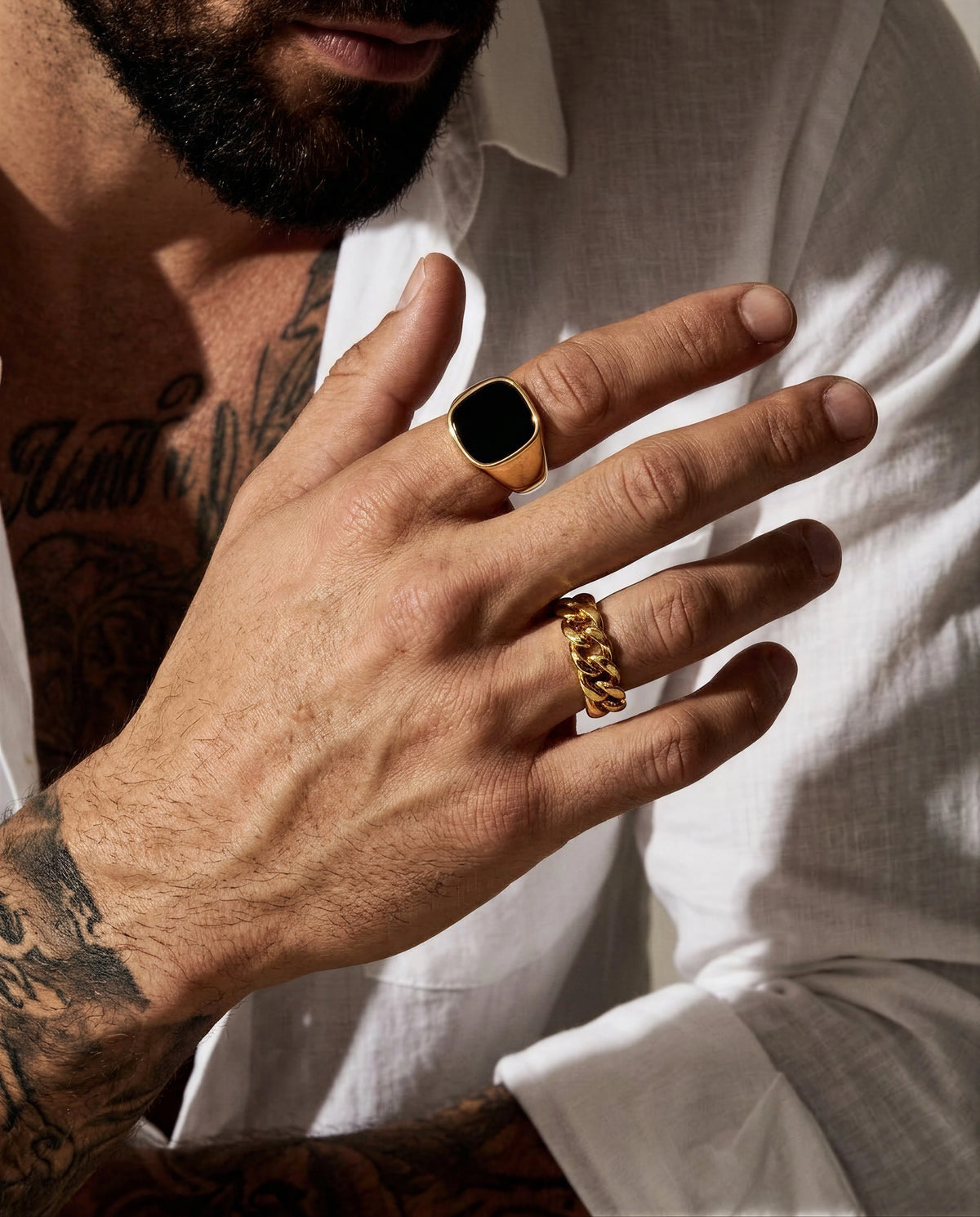 Cushion Signet Ring with Onyx