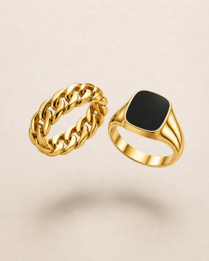Cushion Signet Ring with Onyx