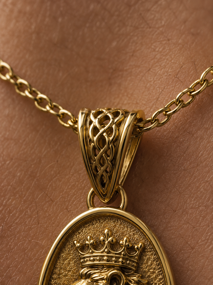 Lion and Sword Pendant (9k Yellow Gold)