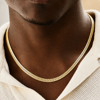 Herringbone Chain (Solid 9k Gold) - 4mm