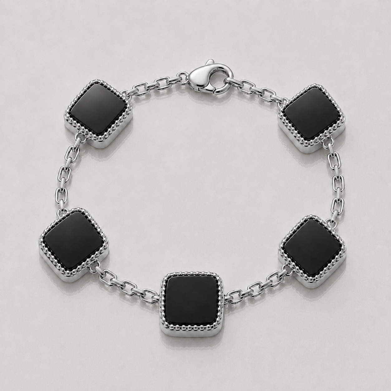 Onyx Stone Motif Bracelet (Sterling Silver)