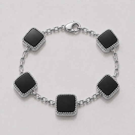 Onyx Stone Motif Bracelet (Sterling Silver)