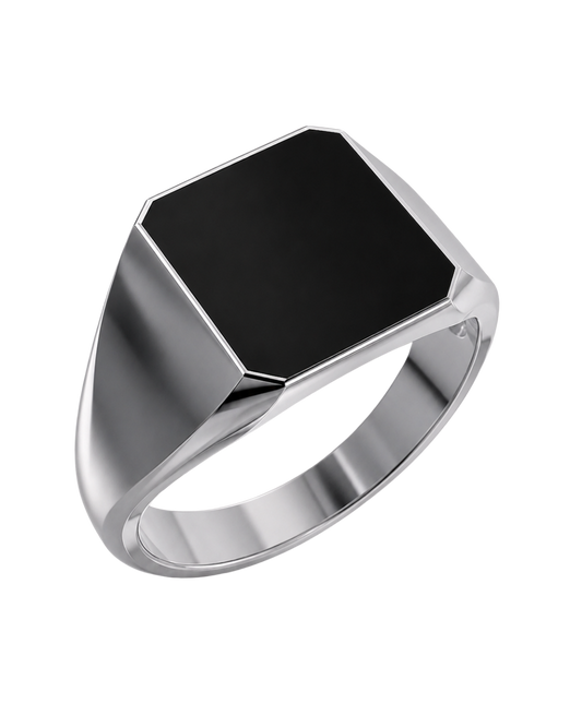 Asscher Signet with Onyx (Sterling Silver)