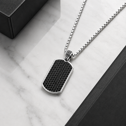Black Diamond Pavé Tag (Sterling Silver)