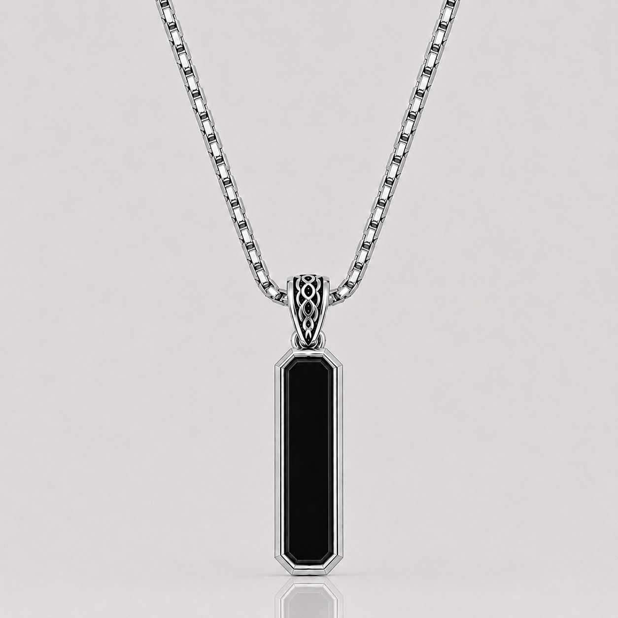 Onyx Bar Pendant (Sterling Silver)